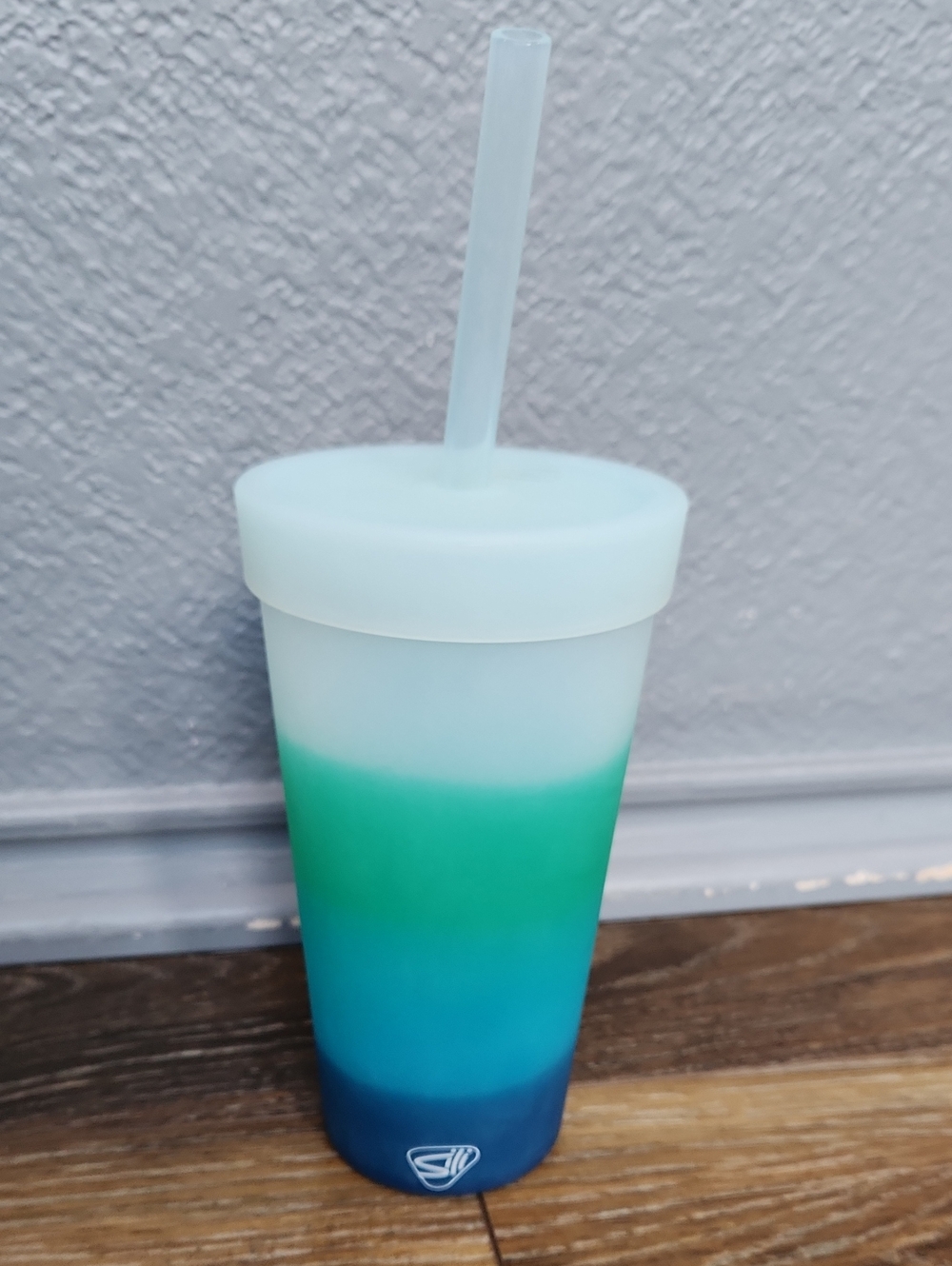 Silipint 22 oz Straw Tumbler Mountain Air Blue Teal Green Ombre